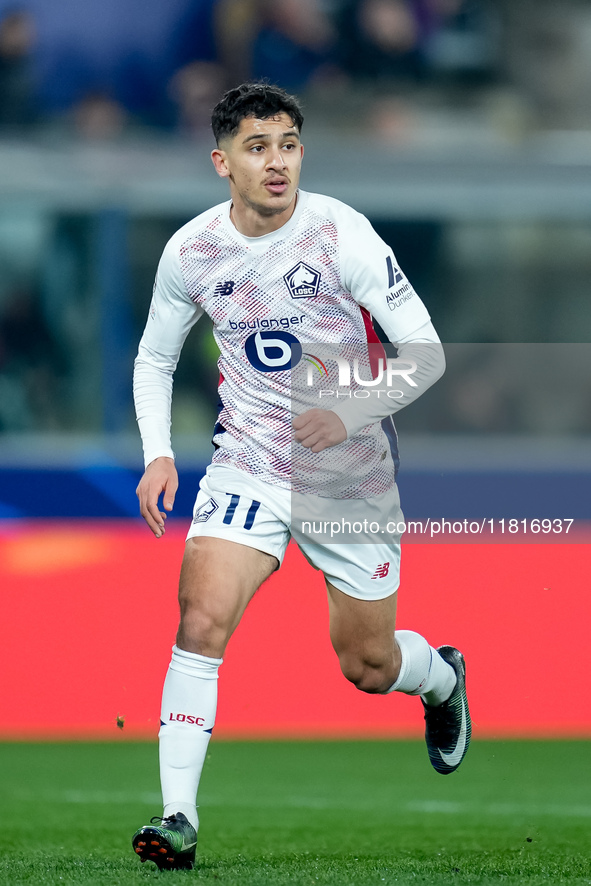 Osame Sahraoui of LOSC Lille during the UEFA Champions League 2024/25 League Phase MD5 match between Bologna FC and LOSC Lille at Stadio Ren...