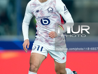 Osame Sahraoui of LOSC Lille during the UEFA Champions League 2024/25 League Phase MD5 match between Bologna FC and LOSC Lille at Stadio Ren...