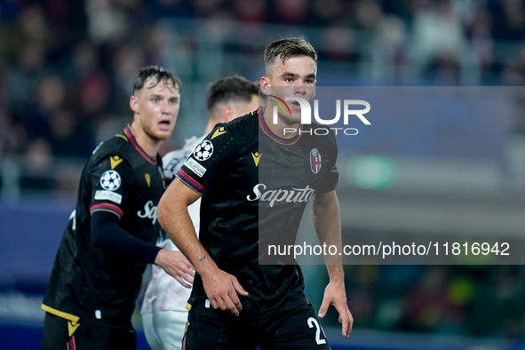 Thijs Dallinga of Bologna FC looks on during the UEFA Champions League 2024/25 League Phase MD5 match between Bologna FC and LOSC Lille at S...