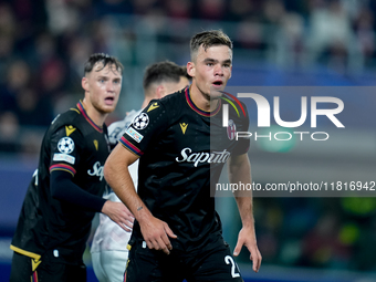 Thijs Dallinga of Bologna FC looks on during the UEFA Champions League 2024/25 League Phase MD5 match between Bologna FC and LOSC Lille at S...