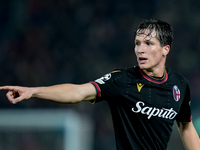 Giovanni Fabbian of Bologna FC gestures during the UEFA Champions League 2024/25 League Phase MD5 match between Bologna FC and LOSC Lille at...