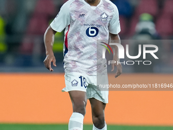 Bafode' Diakite' of LOSC Lille looks on during the UEFA Champions League 2024/25 League Phase MD5 match between Bologna FC and LOSC Lille at...