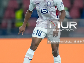 Bafode' Diakite' of LOSC Lille during the UEFA Champions League 2024/25 League Phase MD5 match between Bologna FC and LOSC Lille at Stadio R...