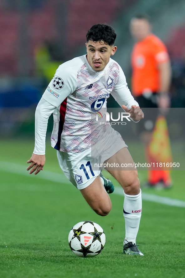 Osame Sahraoui of LOSC Lille during the UEFA Champions League 2024/25 League Phase MD5 match between Bologna FC and LOSC Lille at Stadio Ren...