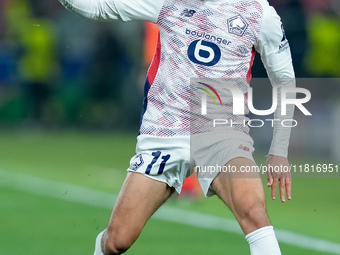 Osame Sahraoui of LOSC Lille during the UEFA Champions League 2024/25 League Phase MD5 match between Bologna FC and LOSC Lille at Stadio Ren...