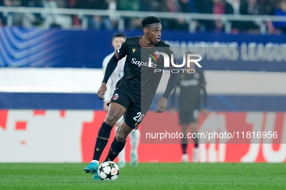 Jhon Lucumi of Bologna FC during the UEFA Champions League 2024/25 League Phase MD5 match between Bologna FC and LOSC Lille at Stadio Renato...