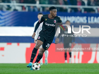 Jhon Lucumi of Bologna FC during the UEFA Champions League 2024/25 League Phase MD5 match between Bologna FC and LOSC Lille at Stadio Renato...