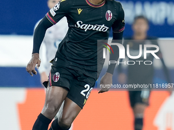 Jhon Lucumi of Bologna FC during the UEFA Champions League 2024/25 League Phase MD5 match between Bologna FC and LOSC Lille at Stadio Renato...