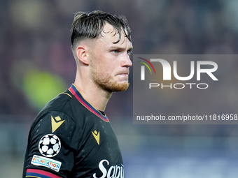 Sam Beukema of Bologna FC looks on during the UEFA Champions League 2024/25 League Phase MD5 match between Bologna FC and LOSC Lille at Stad...