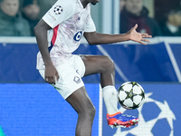 Ngal'ayel Mukau of LOSC Lille during the UEFA Champions League 2024/25 League Phase MD5 match between Bologna FC and LOSC Lille at Stadio Re...