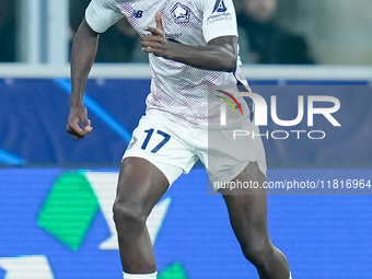 Ngal'ayel Mukau of LOSC Lille during the UEFA Champions League 2024/25 League Phase MD5 match between Bologna FC and LOSC Lille at Stadio Re...