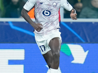 Ngal'ayel Mukau of LOSC Lille during the UEFA Champions League 2024/25 League Phase MD5 match between Bologna FC and LOSC Lille at Stadio Re...