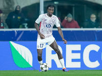 Ngal'ayel Mukau of LOSC Lille during the UEFA Champions League 2024/25 League Phase MD5 match between Bologna FC and LOSC Lille at Stadio Re...