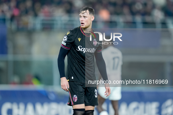 Sam Beukema of Bologna FC looks on during the UEFA Champions League 2024/25 League Phase MD5 match between Bologna FC and LOSC Lille at Stad...