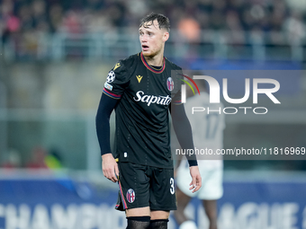 Sam Beukema of Bologna FC looks on during the UEFA Champions League 2024/25 League Phase MD5 match between Bologna FC and LOSC Lille at Stad...