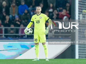 Lucas Chevalier of LOSC Lille during the UEFA Champions League 2024/25 League Phase MD5 match between Bologna FC and LOSC Lille at Stadio Re...