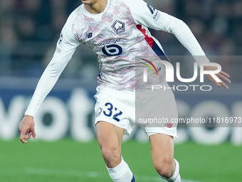 Ayyoub Bouaddi of LOSC Lille during the UEFA Champions League 2024/25 League Phase MD5 match between Bologna FC and LOSC Lille at Stadio Ren...