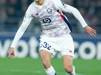 Ayyoub Bouaddi of LOSC Lille during the UEFA Champions League 2024/25 League Phase MD5 match between Bologna FC and LOSC Lille at Stadio Ren...