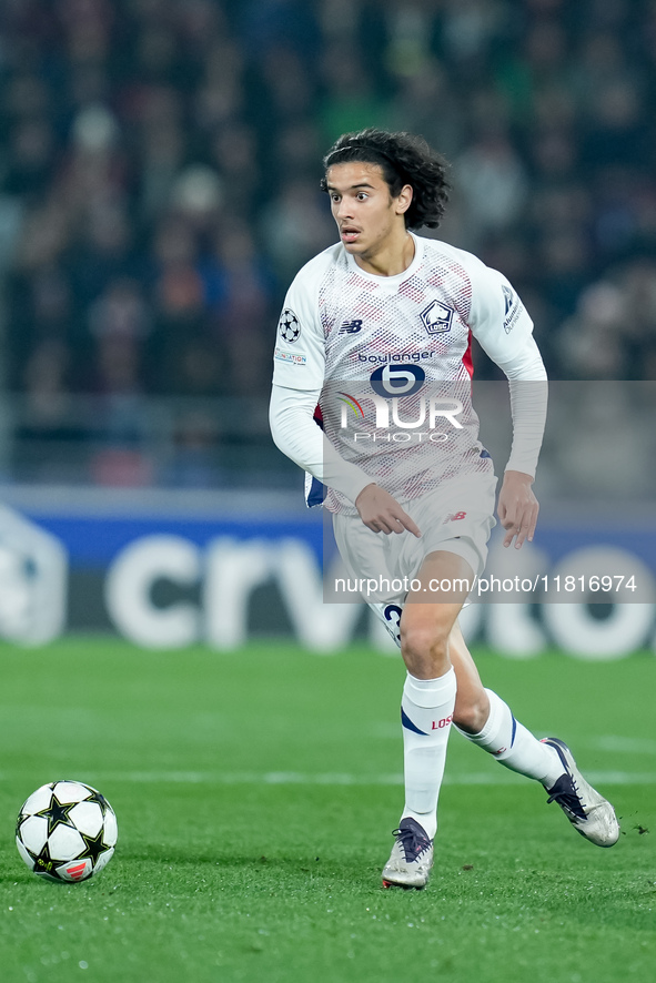 Ayyoub Bouaddi of LOSC Lille during the UEFA Champions League 2024/25 League Phase MD5 match between Bologna FC and LOSC Lille at Stadio Ren...