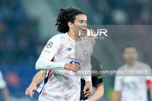 Ayyoub Bouaddi of LOSC Lille during the UEFA Champions League 2024/25 League Phase MD5 match between Bologna FC and LOSC Lille at Stadio Ren...