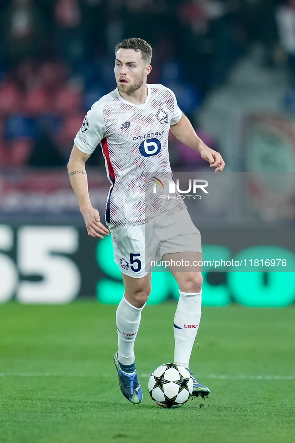 Gabriel Gudmundsson of LOSC Lille during the UEFA Champions League 2024/25 League Phase MD5 match between Bologna FC and LOSC Lille at Stadi...