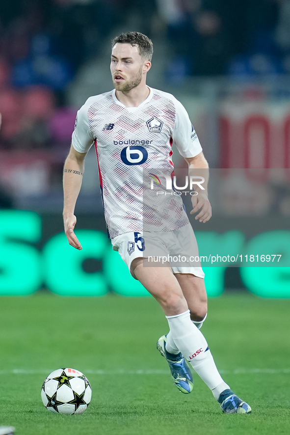 Gabriel Gudmundsson of LOSC Lille during the UEFA Champions League 2024/25 League Phase MD5 match between Bologna FC and LOSC Lille at Stadi...