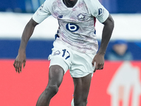 Ngal'ayel Mukau of LOSC Lille during the UEFA Champions League 2024/25 League Phase MD5 match between Bologna FC and LOSC Lille at Stadio Re...