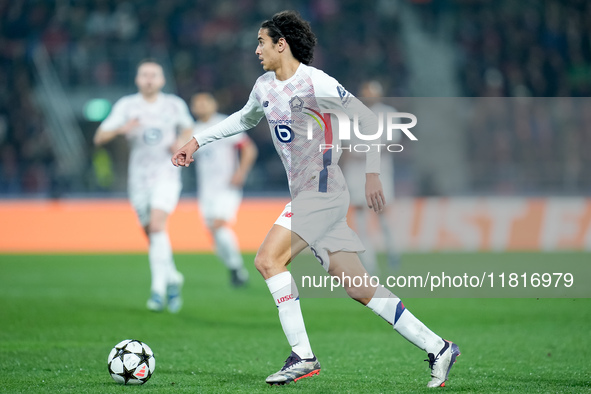 Ayyoub Bouaddi of LOSC Lille during the UEFA Champions League 2024/25 League Phase MD5 match between Bologna FC and LOSC Lille at Stadio Ren...