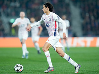 Ayyoub Bouaddi of LOSC Lille during the UEFA Champions League 2024/25 League Phase MD5 match between Bologna FC and LOSC Lille at Stadio Ren...