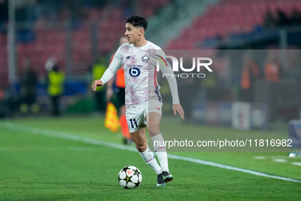 Osame Sahraoui of LOSC Lille during the UEFA Champions League 2024/25 League Phase MD5 match between Bologna FC and LOSC Lille at Stadio Ren...