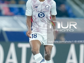 Bafode' Diakite' of LOSC Lille during the UEFA Champions League 2024/25 League Phase MD5 match between Bologna FC and LOSC Lille at Stadio R...