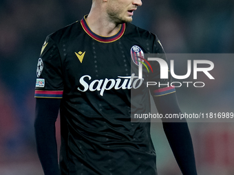 Stefan Posch of Bologna FC looks on during the UEFA Champions League 2024/25 League Phase MD5 match between Bologna FC and LOSC Lille at Sta...