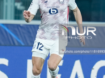 Thomas Meunier of LOSC Lille during the UEFA Champions League 2024/25 League Phase MD5 match between Bologna FC and LOSC Lille at Stadio Ren...