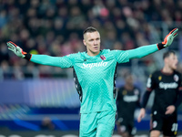 Lukasz Skorupski of Bologna FC gestures during the UEFA Champions League 2024/25 League Phase MD5 match between Bologna FC and LOSC Lille at...