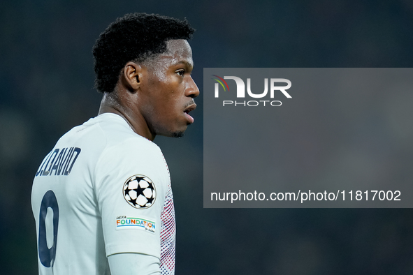 Jonathan David of LOSC Lille looks on during the UEFA Champions League 2024/25 League Phase MD5 match between Bologna FC and LOSC Lille at S...