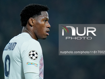 Jonathan David of LOSC Lille looks on during the UEFA Champions League 2024/25 League Phase MD5 match between Bologna FC and LOSC Lille at S...