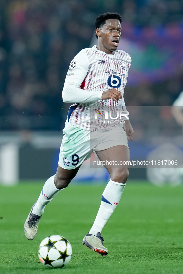 Jonathan David of LOSC Lille during the UEFA Champions League 2024/25 League Phase MD5 match between Bologna FC and LOSC Lille at Stadio Ren...