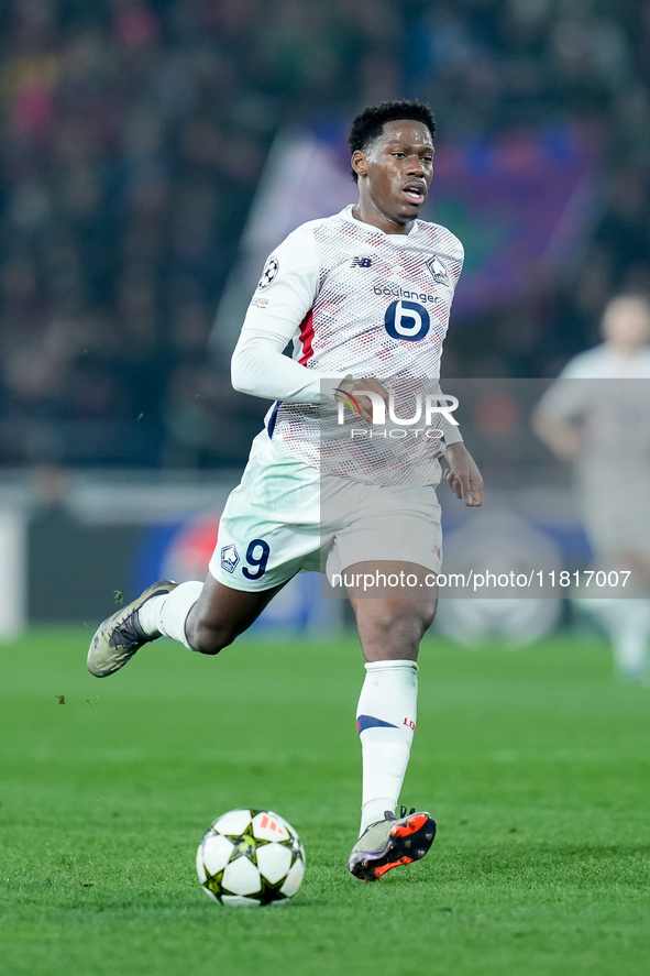 Jonathan David of LOSC Lille during the UEFA Champions League 2024/25 League Phase MD5 match between Bologna FC and LOSC Lille at Stadio Ren...