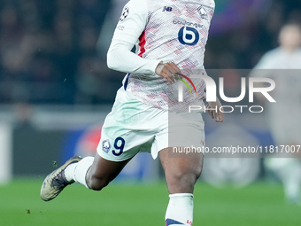 Jonathan David of LOSC Lille during the UEFA Champions League 2024/25 League Phase MD5 match between Bologna FC and LOSC Lille at Stadio Ren...