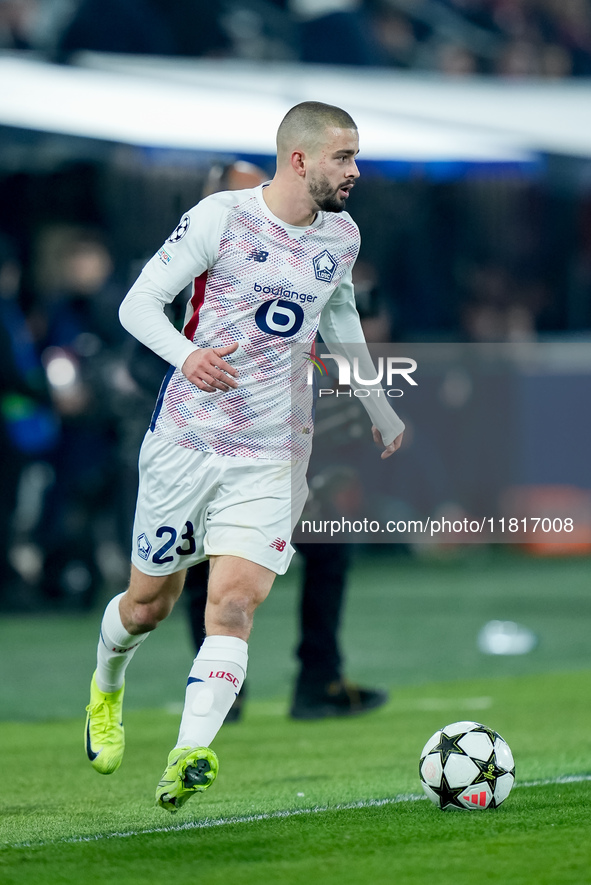 Edon Zhegrova of LOSC Lille during the UEFA Champions League 2024/25 League Phase MD5 match between Bologna FC and LOSC Lille at Stadio Rena...