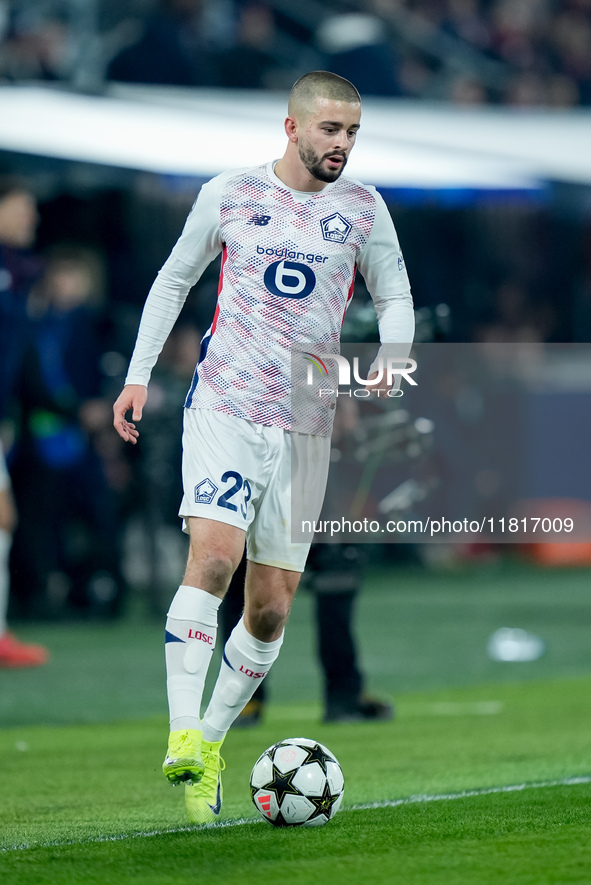 Edon Zhegrova of LOSC Lille during the UEFA Champions League 2024/25 League Phase MD5 match between Bologna FC and LOSC Lille at Stadio Rena...