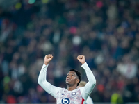 Jonathan David of LOSC Lille celebrates the victory during the UEFA Champions League 2024/25 League Phase MD5 match between Bologna FC and L...