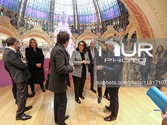 French Delegate Minister of Tourism Economy Marina Ferrari visits the Galeries Lafayette Paris Haussmann department store in central Paris,...