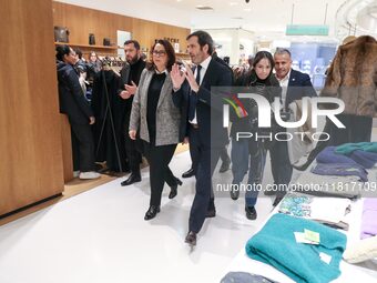 French Delegate Minister of Tourism Economy Marina Ferrari visits the Galeries Lafayette Paris Haussmann department store in central Paris,...