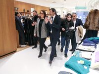 French Delegate Minister of Tourism Economy Marina Ferrari visits the Galeries Lafayette Paris Haussmann department store in central Paris,...