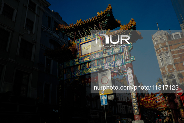 The gate of Chinatown in London, United Kingdom, on November 28, 2024. 