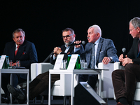 KRAKOW, POLAND - NOVEMBER 27:   
(L-R) Retired Major General Leon Komornicki, Polish jurist Jacek Bartosiak, retired General Mieczyslaw Bien...