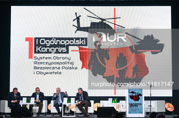 KRAKOW, POLAND - NOVEMBER 27:   
(L-R) Retired Major General Leon Komornicki, Polish jurist Jacek Bartosiak, retired General Mieczyslaw Bien...