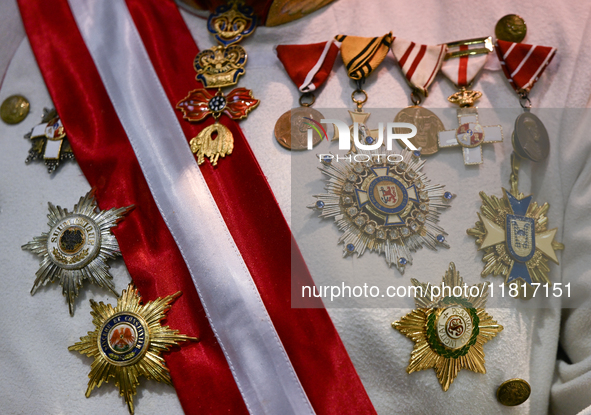 KRAKOW, POLAND - NOVEMBER 27:   
A participant wearing old medals and distinctions from the Austro-Hungarian Empire is pictured during the 1...