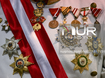 KRAKOW, POLAND - NOVEMBER 27:   
A participant wearing old medals and distinctions from the Austro-Hungarian Empire is pictured during the 1...